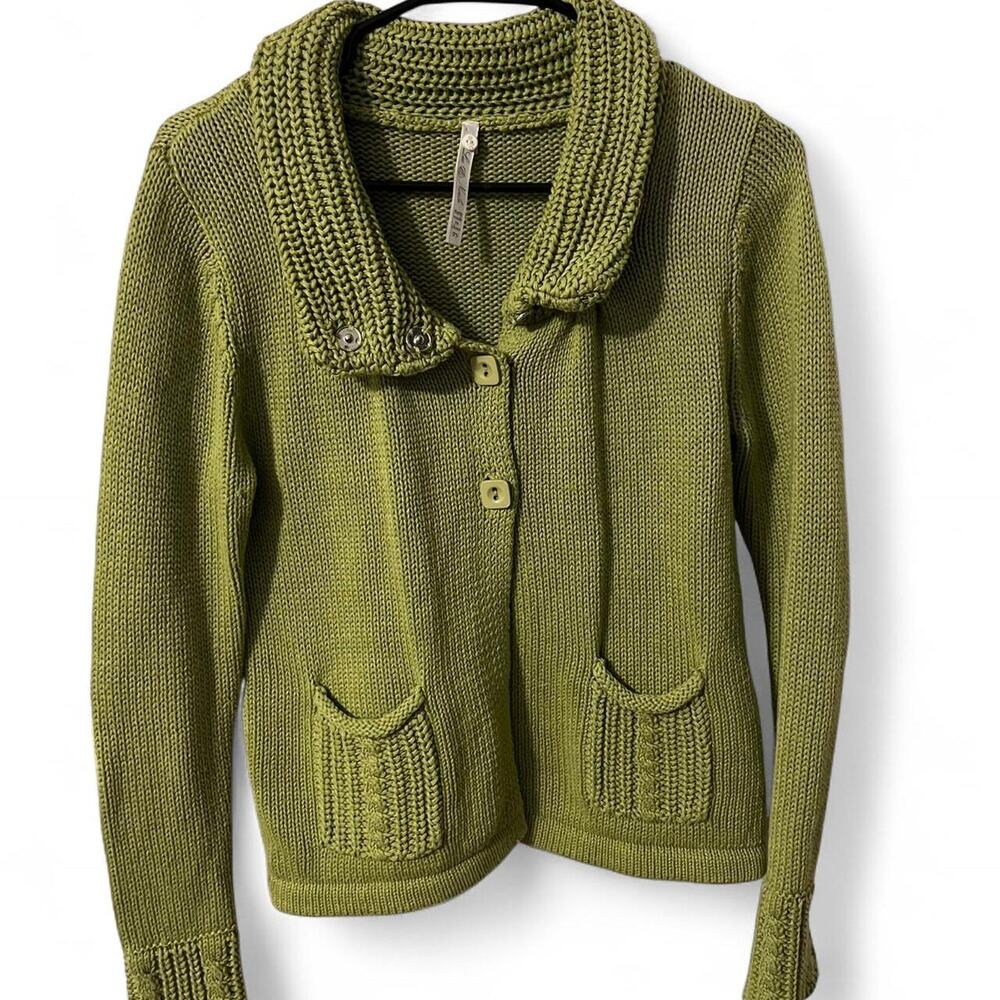 Green 100 cotton knit cardigan